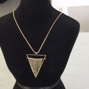 Elegant Gold Colored Triangle Pendant Necklace NWOT